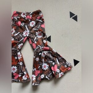 Small shop|Baby girl,toddler flare pants in leopard Floral & football print••18M